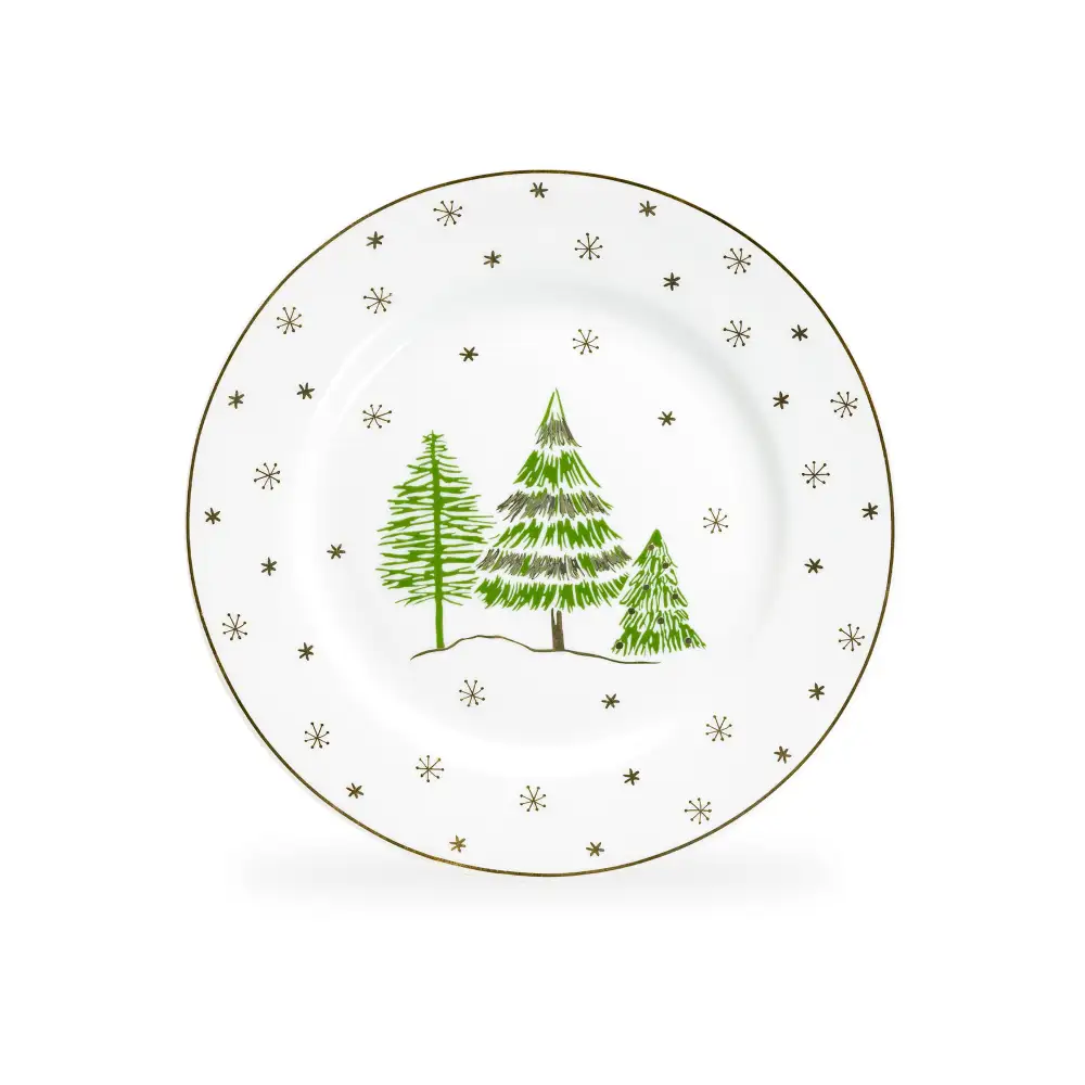 Pine Trees Porcelain Dessert Plate