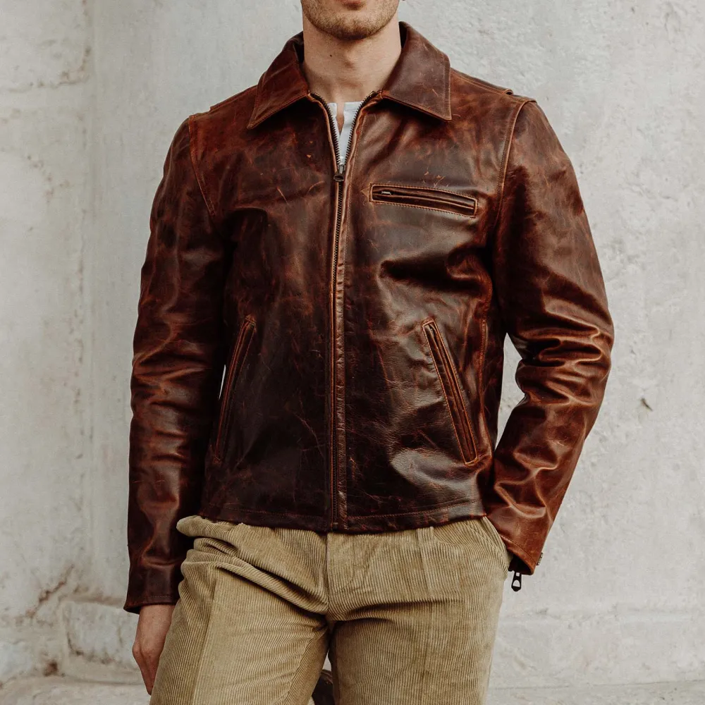 Classic Leather Horsehide Men's Casual Jacket
