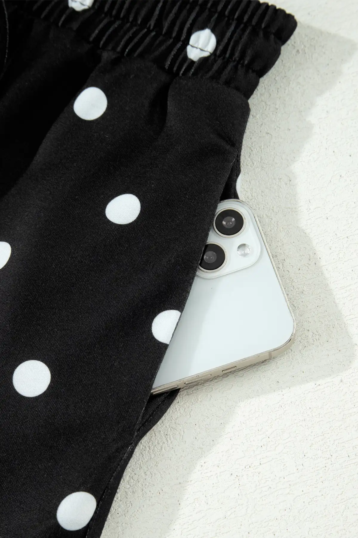 Refined Drawstring Polka-Dot Two-Piece Tee and Shorts Set
