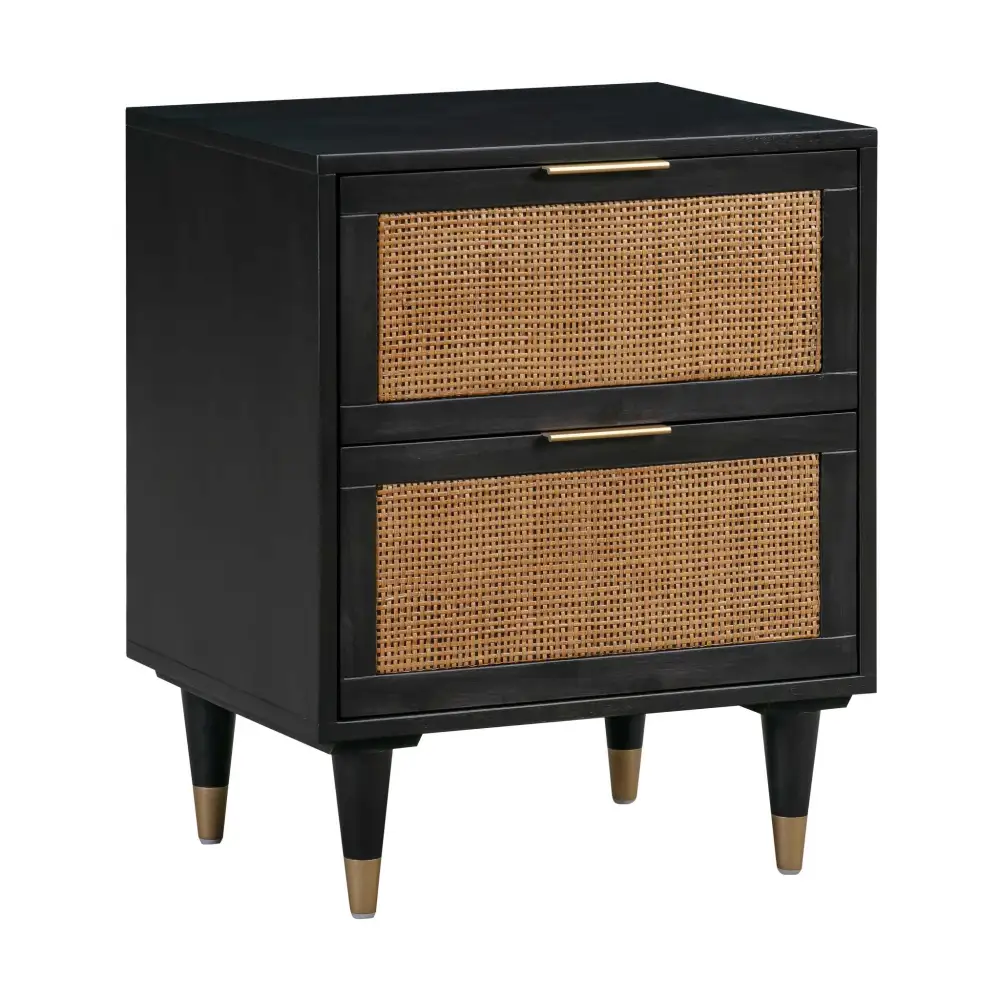 Storage Extendable Cane Brass Detail Nightstand
