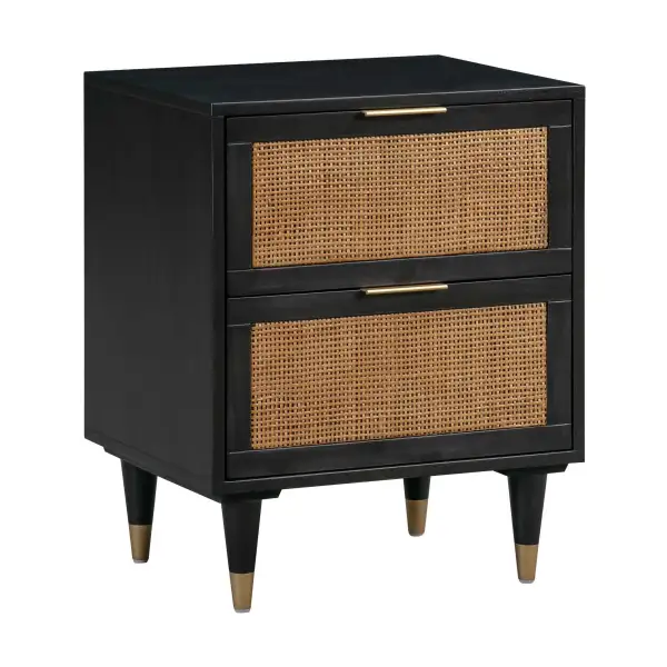 Storage Extendable Cane Brass Detail Nightstand