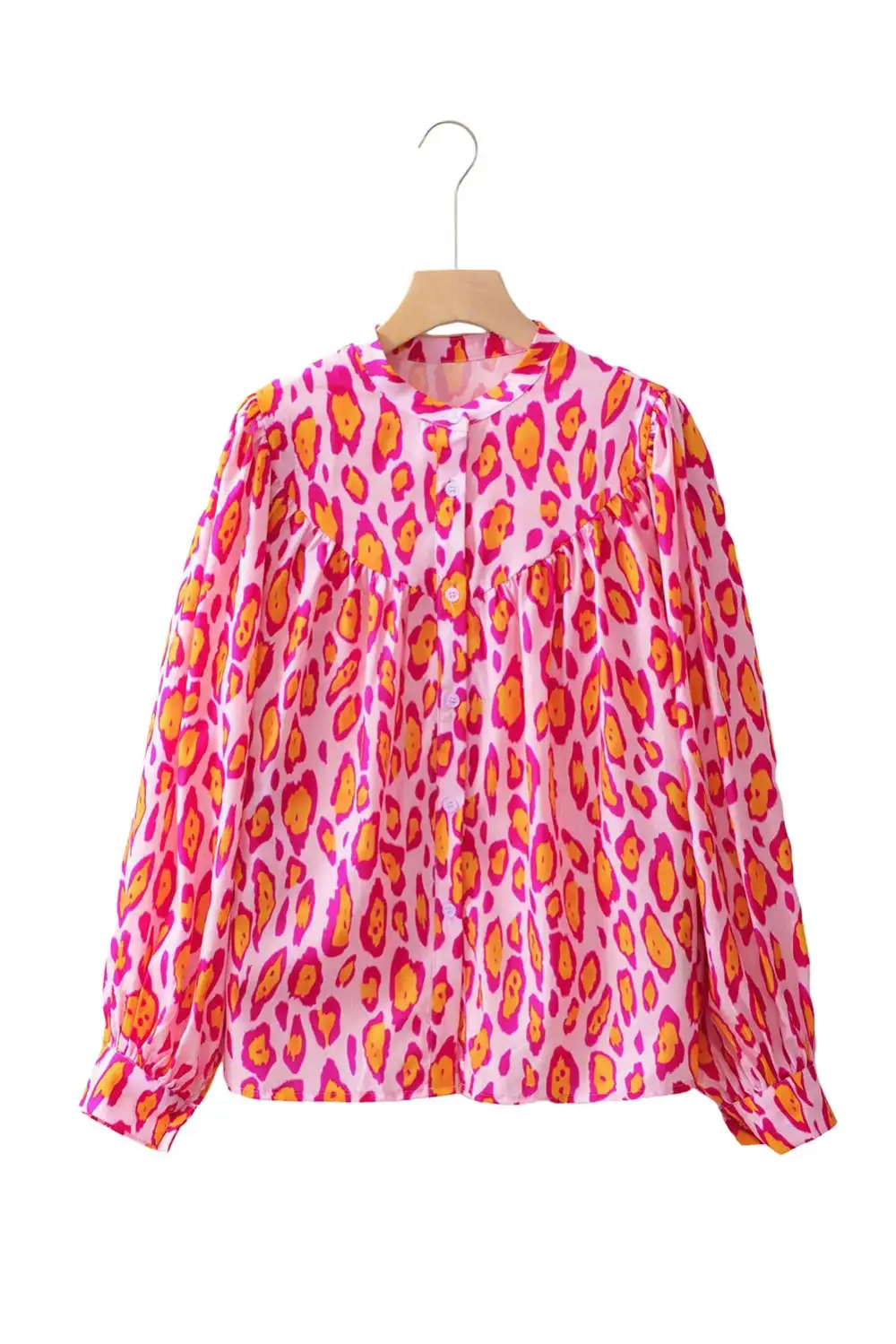 Leopard Print Relaxed Fit Western Inspired Shirt Blouse