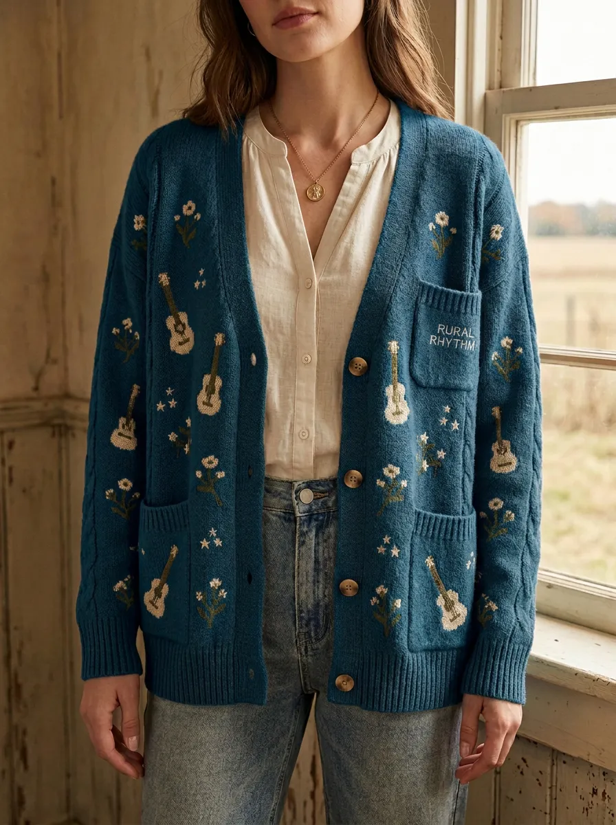 Rustic Women's Country Music Casual Cardigan