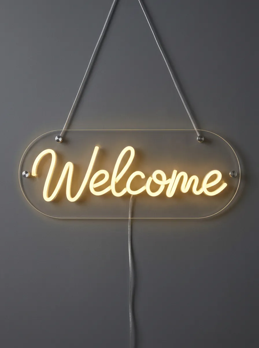 Cursive Hanging Welcome Neon Sign