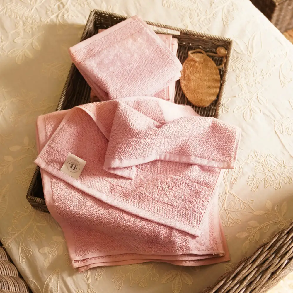 Soft Pink Cotton Face Towel Set