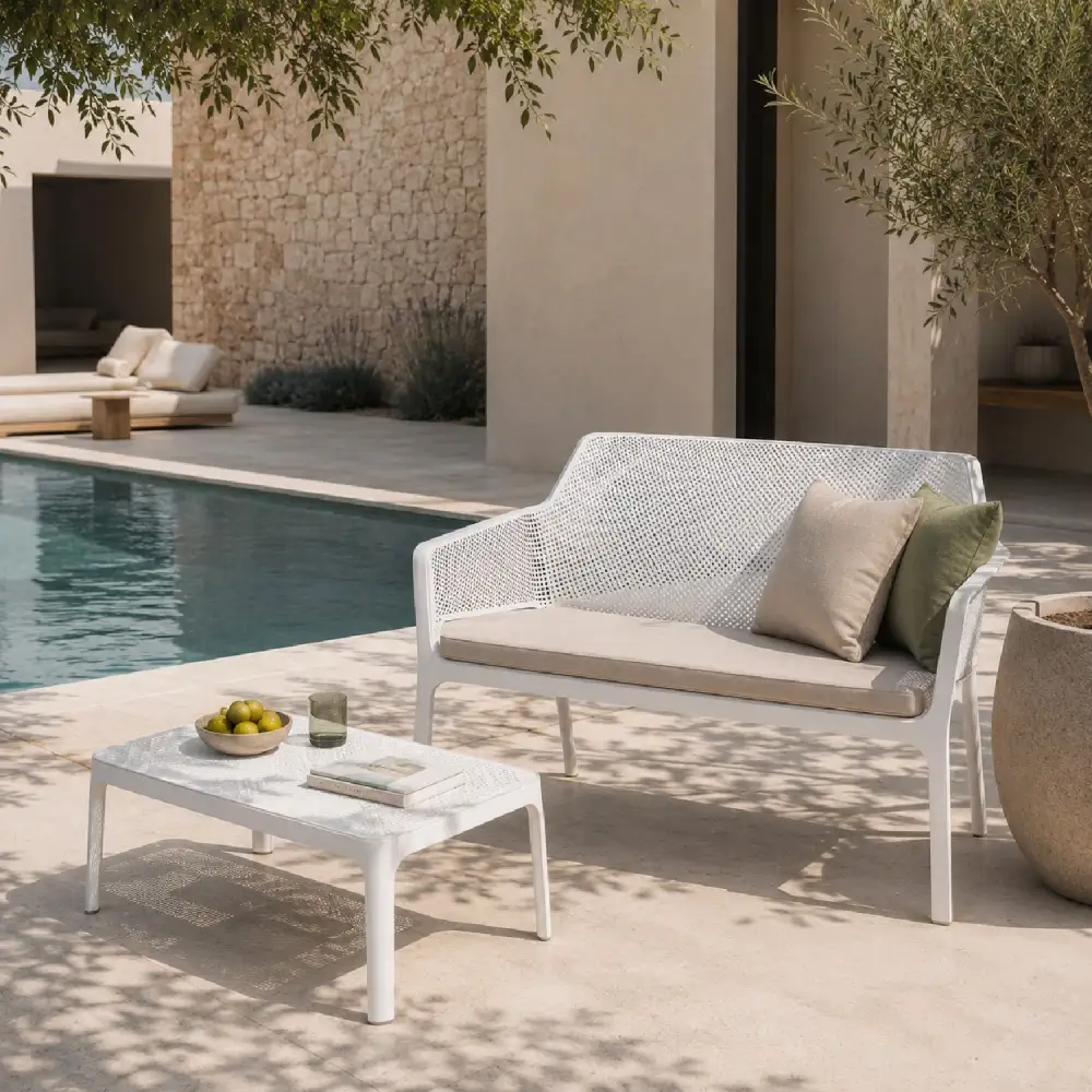 Outdoor Perforated Two-Seater Bench