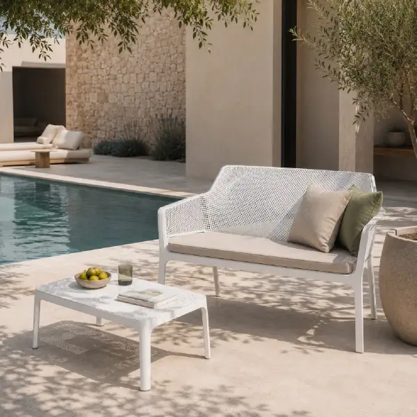 Outdoor Perforated Two-Seater Bench