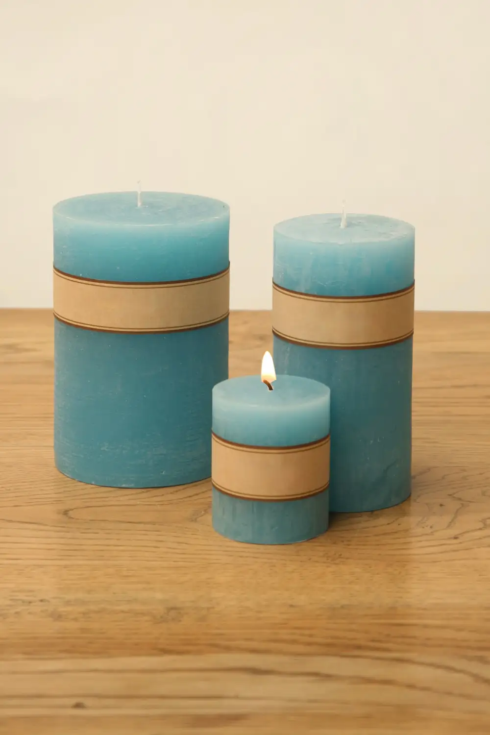 Turquoise Rustic Pillar Candle