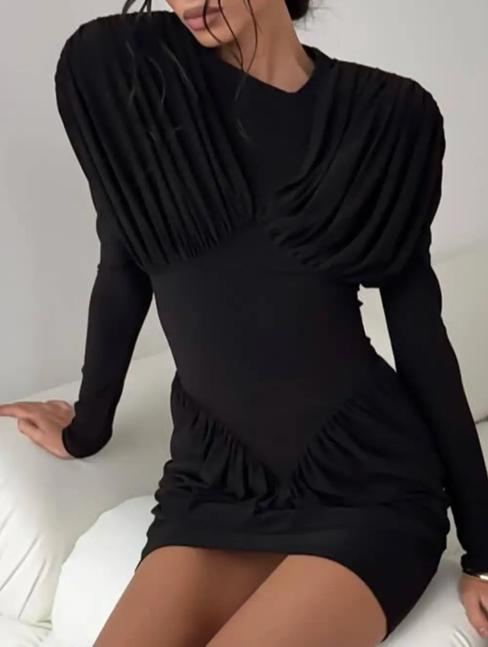 Slim Fit Ruffle Sleeve Bodycon Mini Dress
