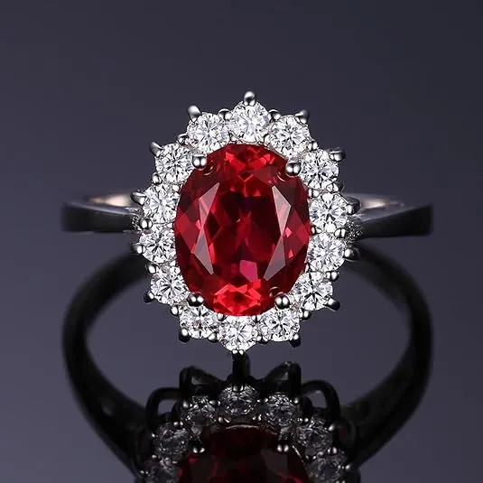 Rippled Halo Stone Ring
