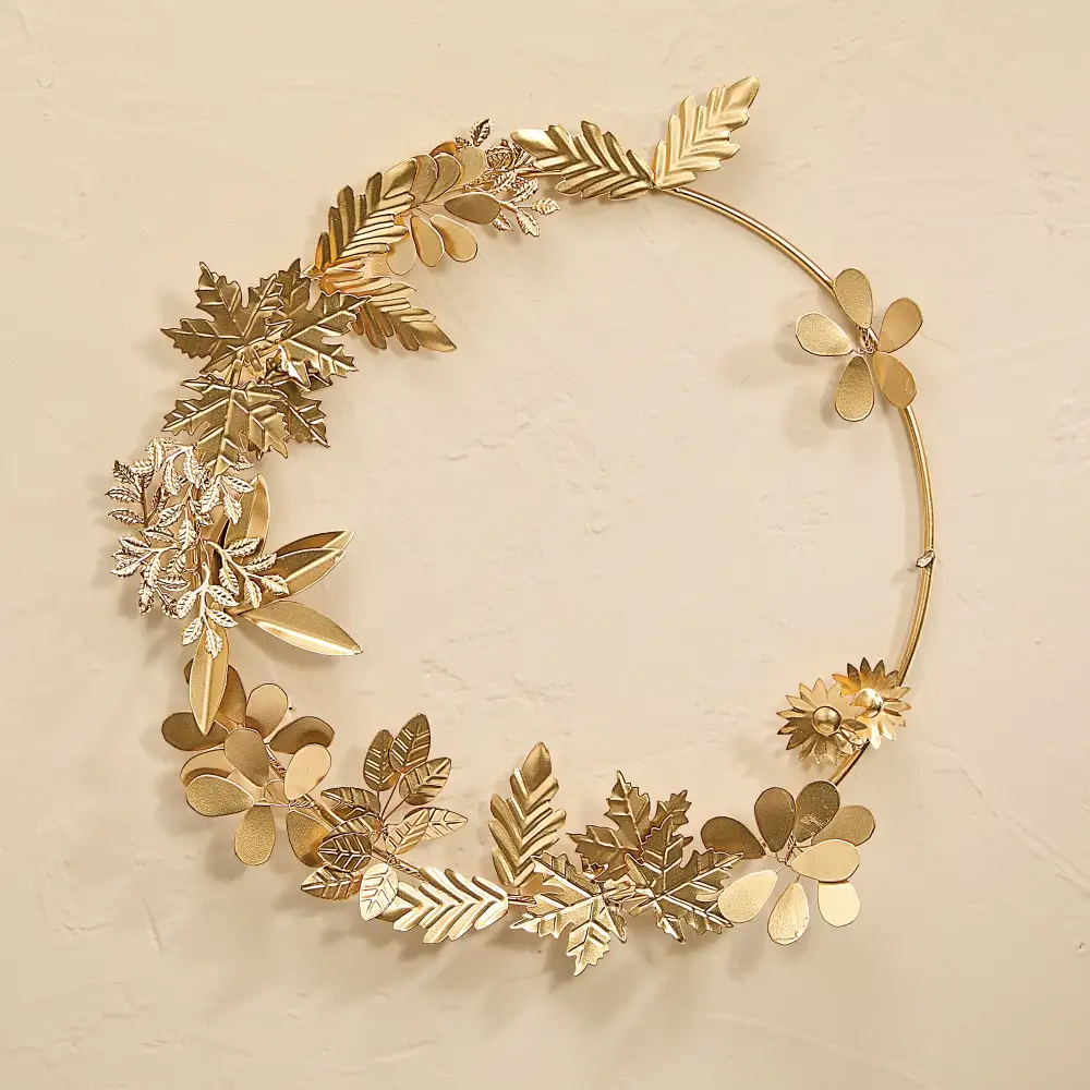Golden Metal Floral Wall Accent