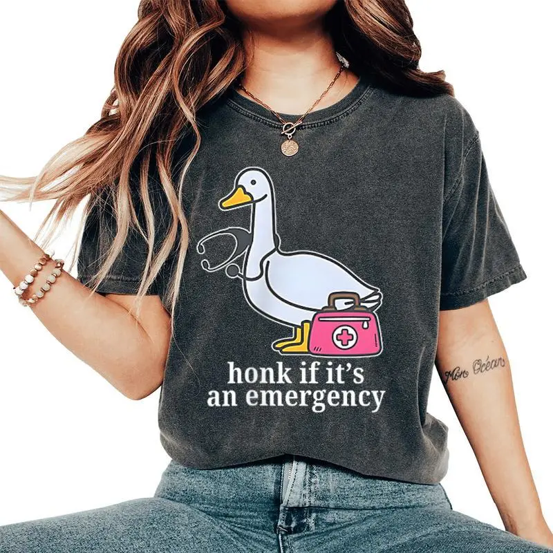 Honk If It's An Emergency Registered Goose Nurse Women Women's Oversized Comfort T-Shirt