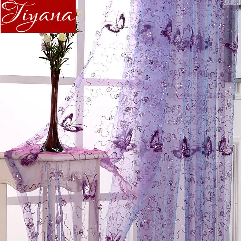 Butterfly Embroidered Curtain Panel