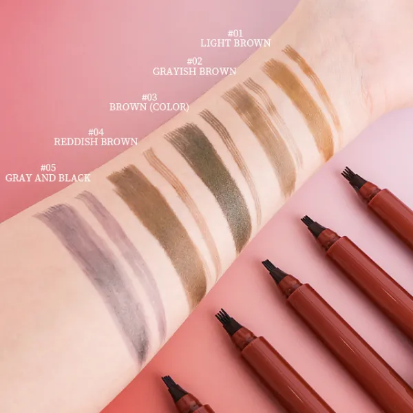 microblading 4 fork tip make up eyebrow ink contouring stroke pen waterproof liquid eyebrow marker pen