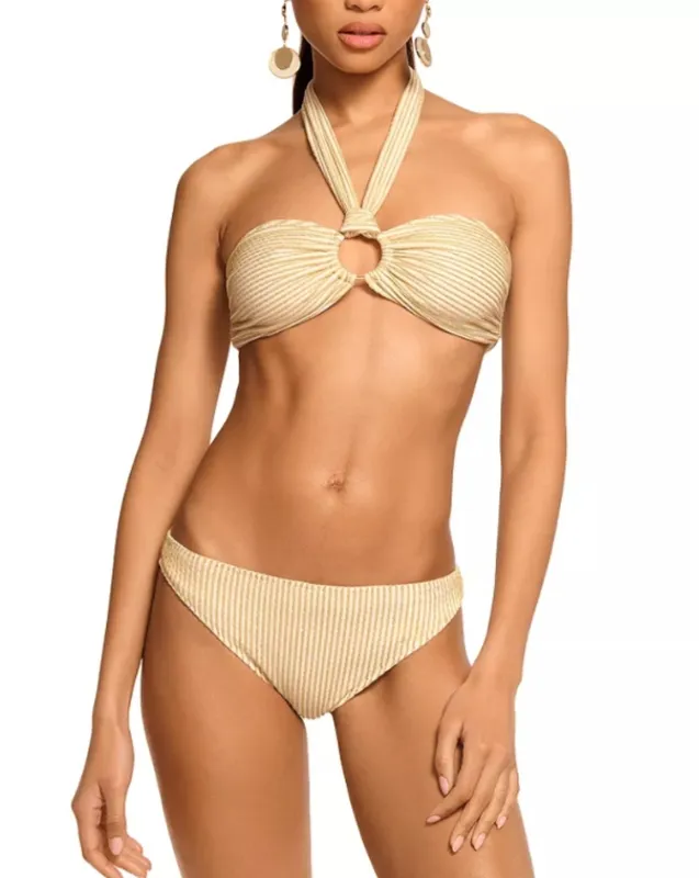 Metallic Textured Ribbed Bikini Top