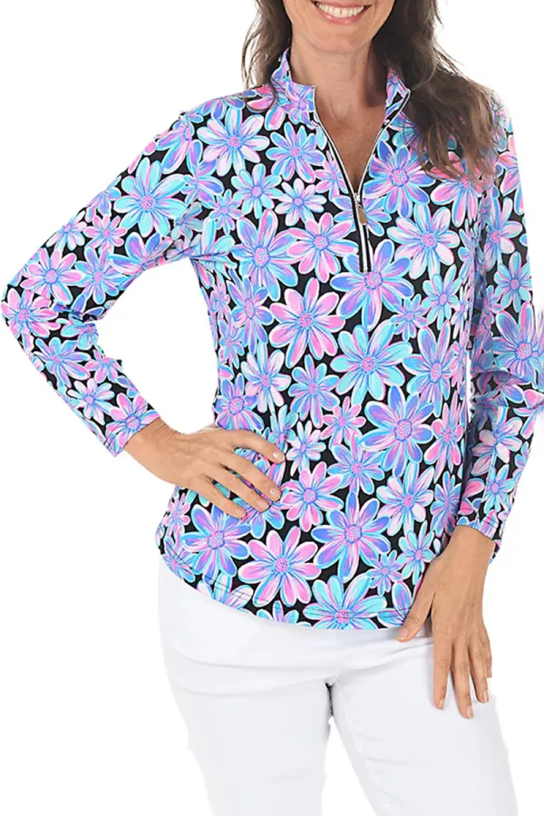 Bright Bouquet Cooling Mock Neck Top