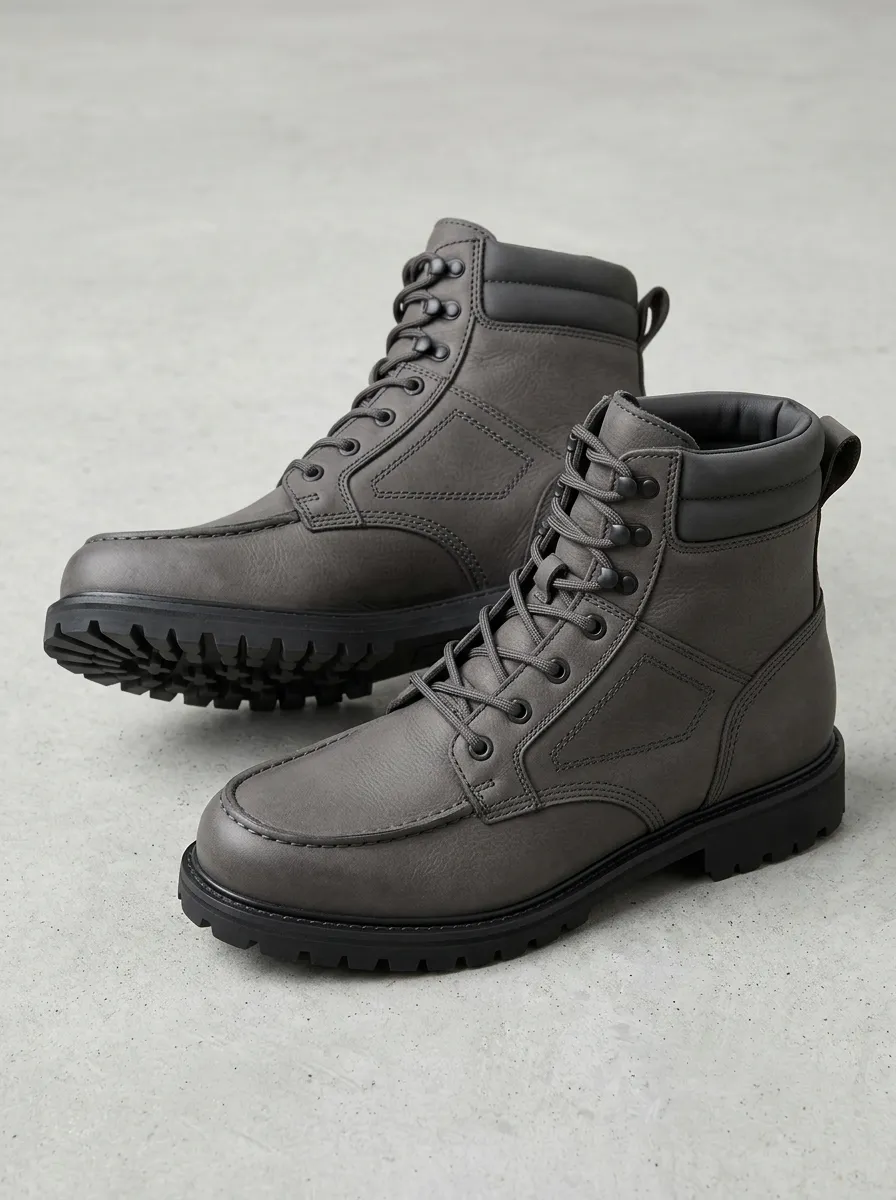 Unisex Leather Casual Stitched Work Boots
