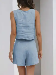 Square-Neck Shorts Matching Set