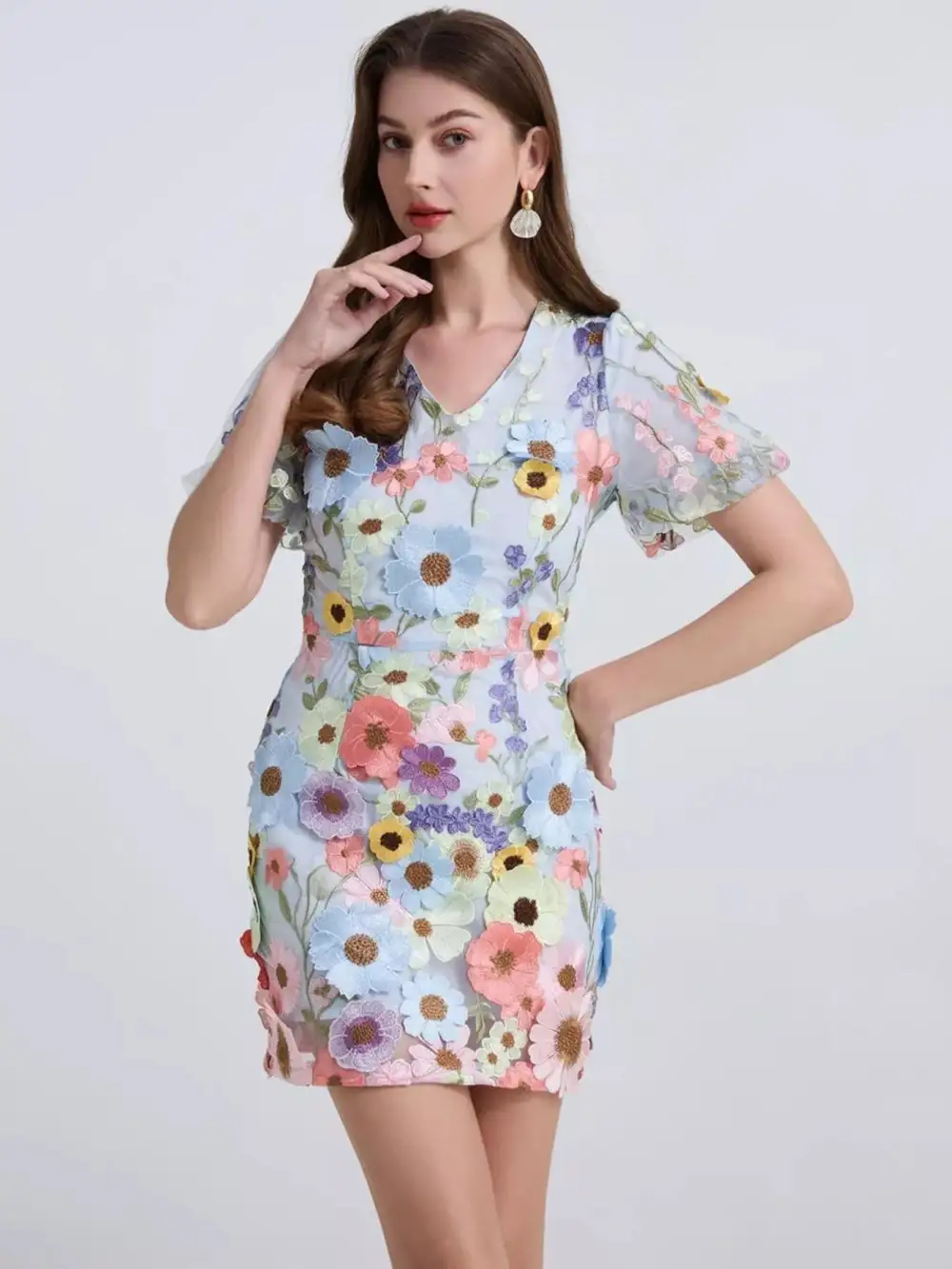 Puff-Sleeve Floral Mini Dress