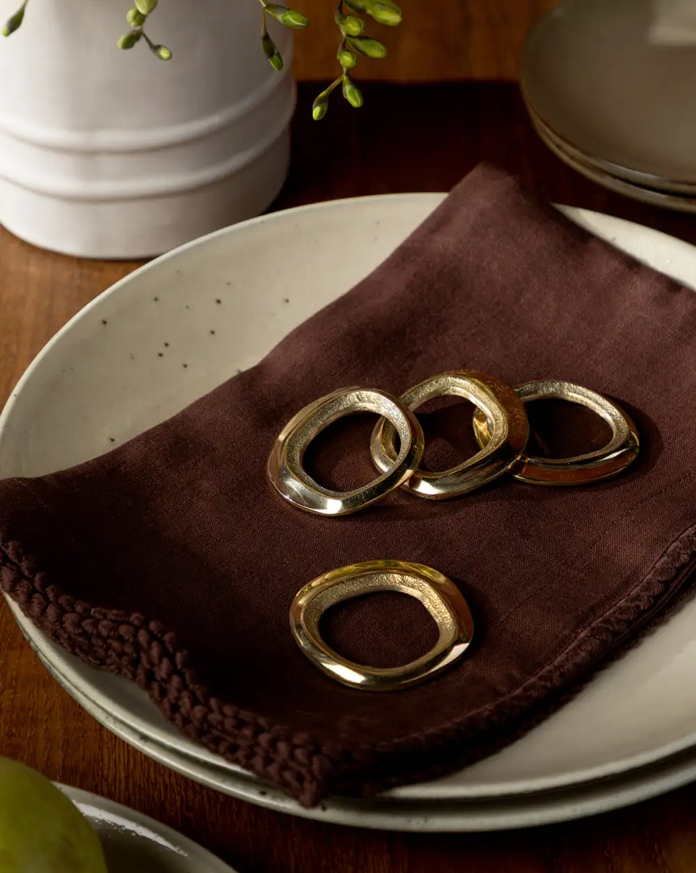Textured Brass Napkin Set