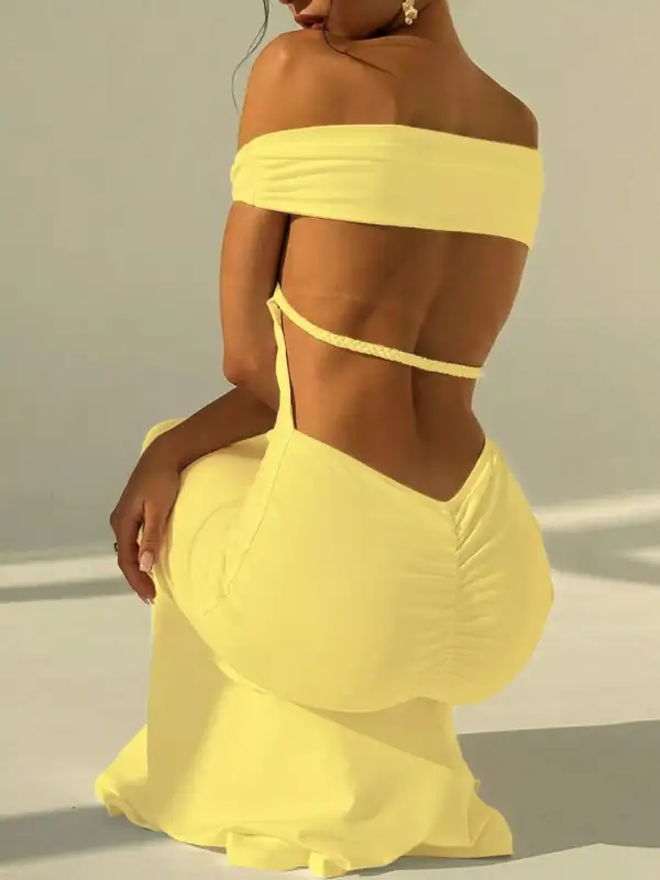 Backless Off Shoulder Bodycon Mermaid Maxi Dress