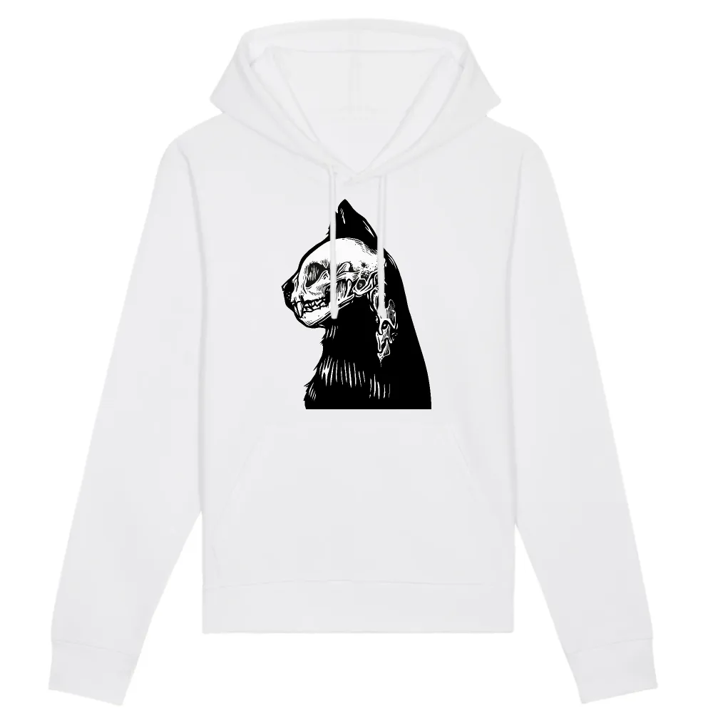 Skull Cat Graphic Pullover Hoodie