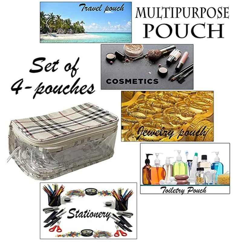 Set of 4 Multipurpose Transparent Travel Pouch