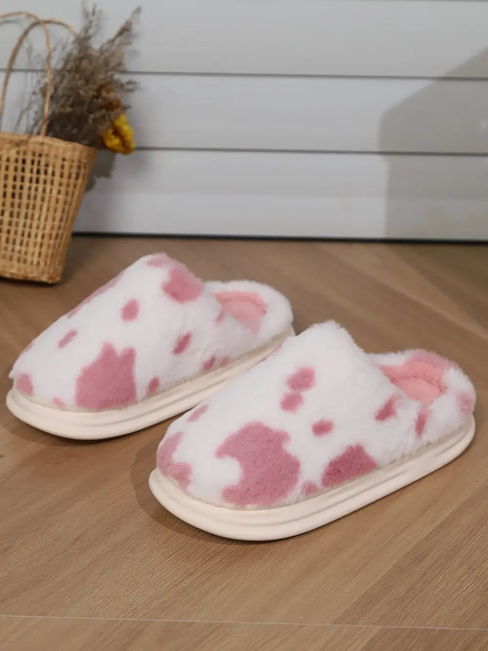 Print Faux Slippers
