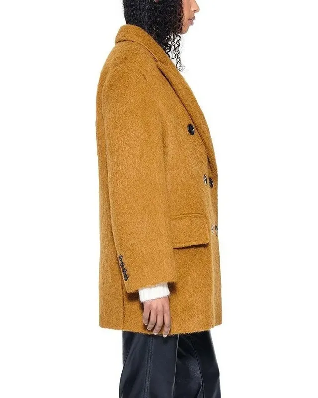 Wool Blend Collared Long Sleeve Jacket