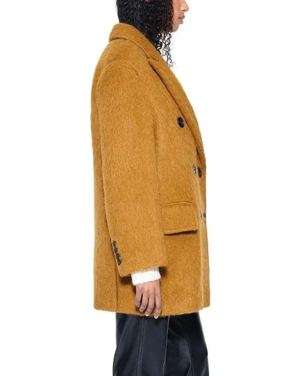 Wool Blend Collared Long Sleeve Jacket