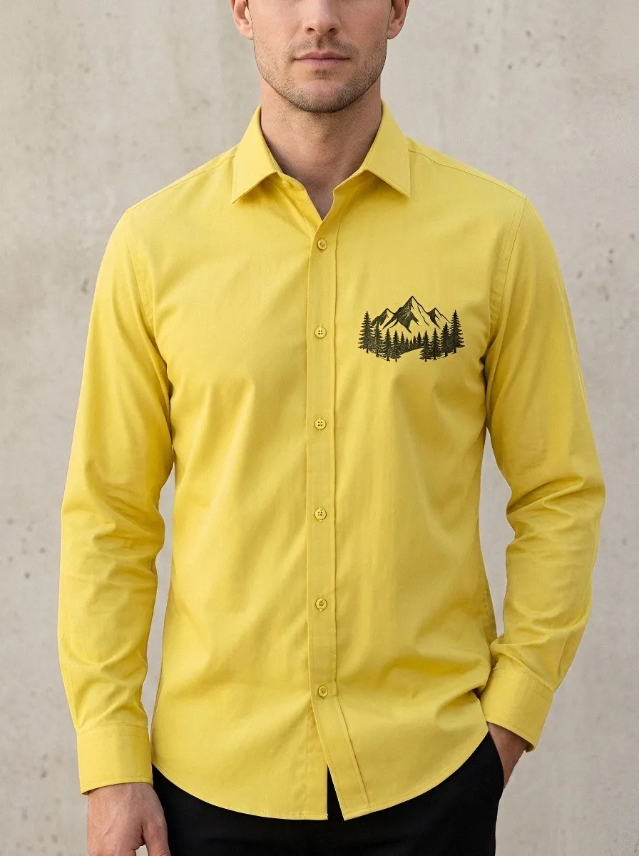 Men's Outdoor Nature Lover Mountain Forest Printed Shirt