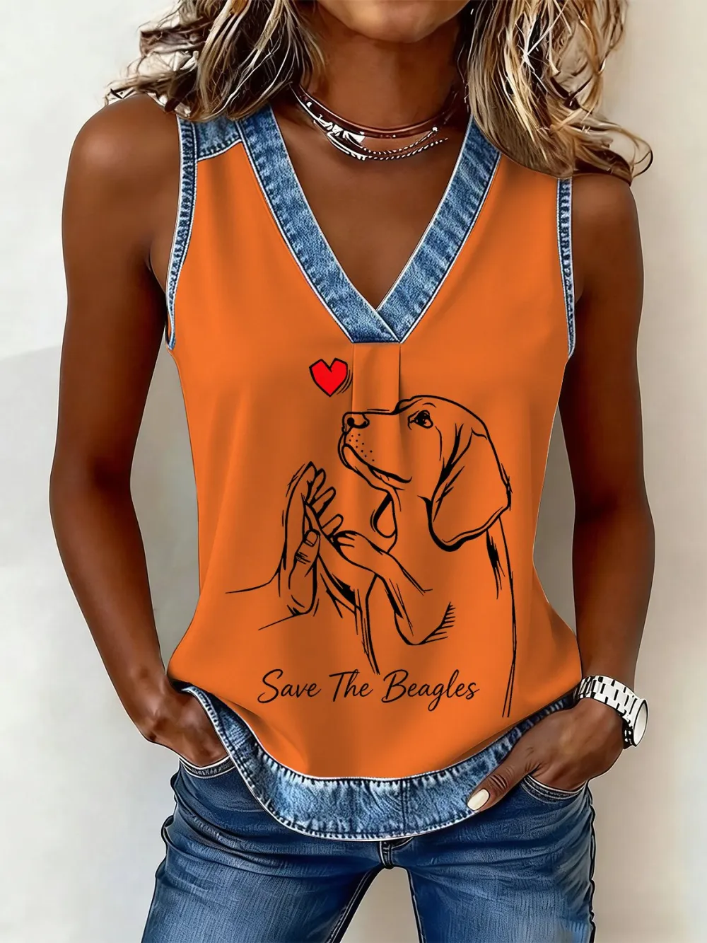 Women's Save The Beagles Print Vest