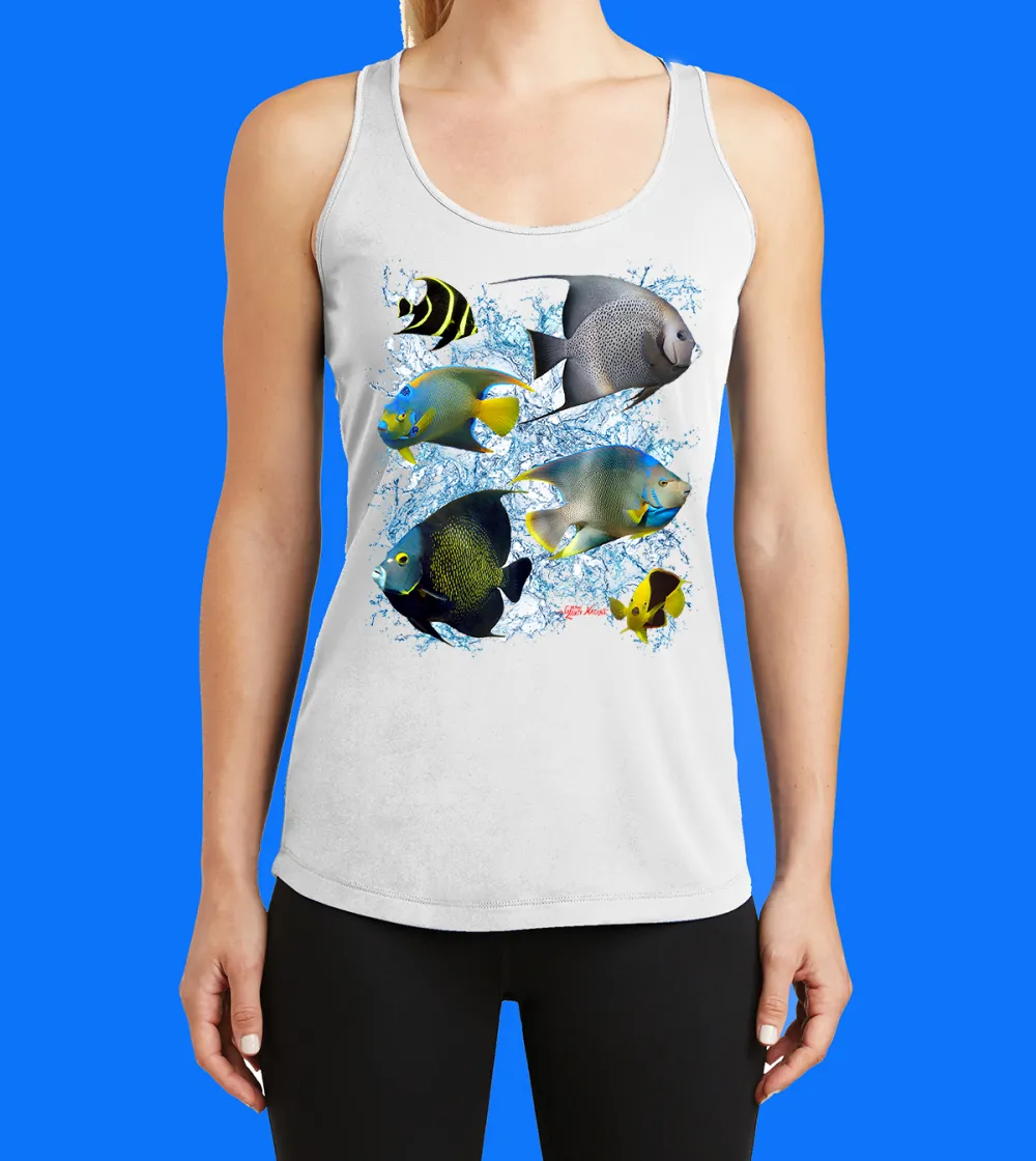 Angelfish With Splash Printed Racerback Tank Top