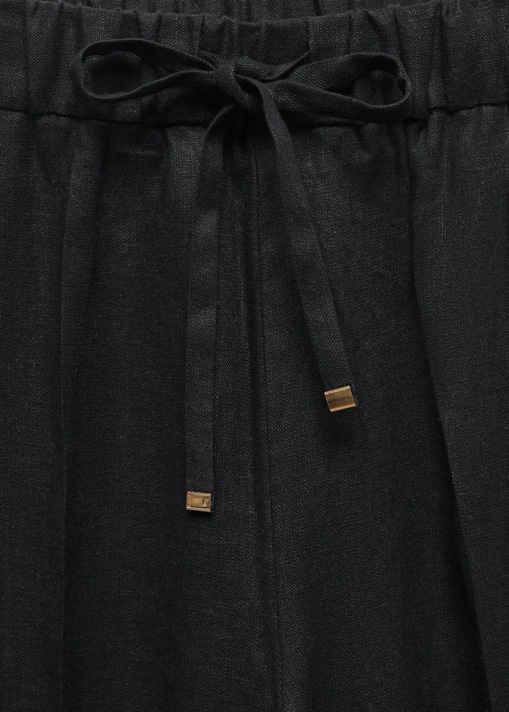 Linen-Blend Elastic Waist Trousers