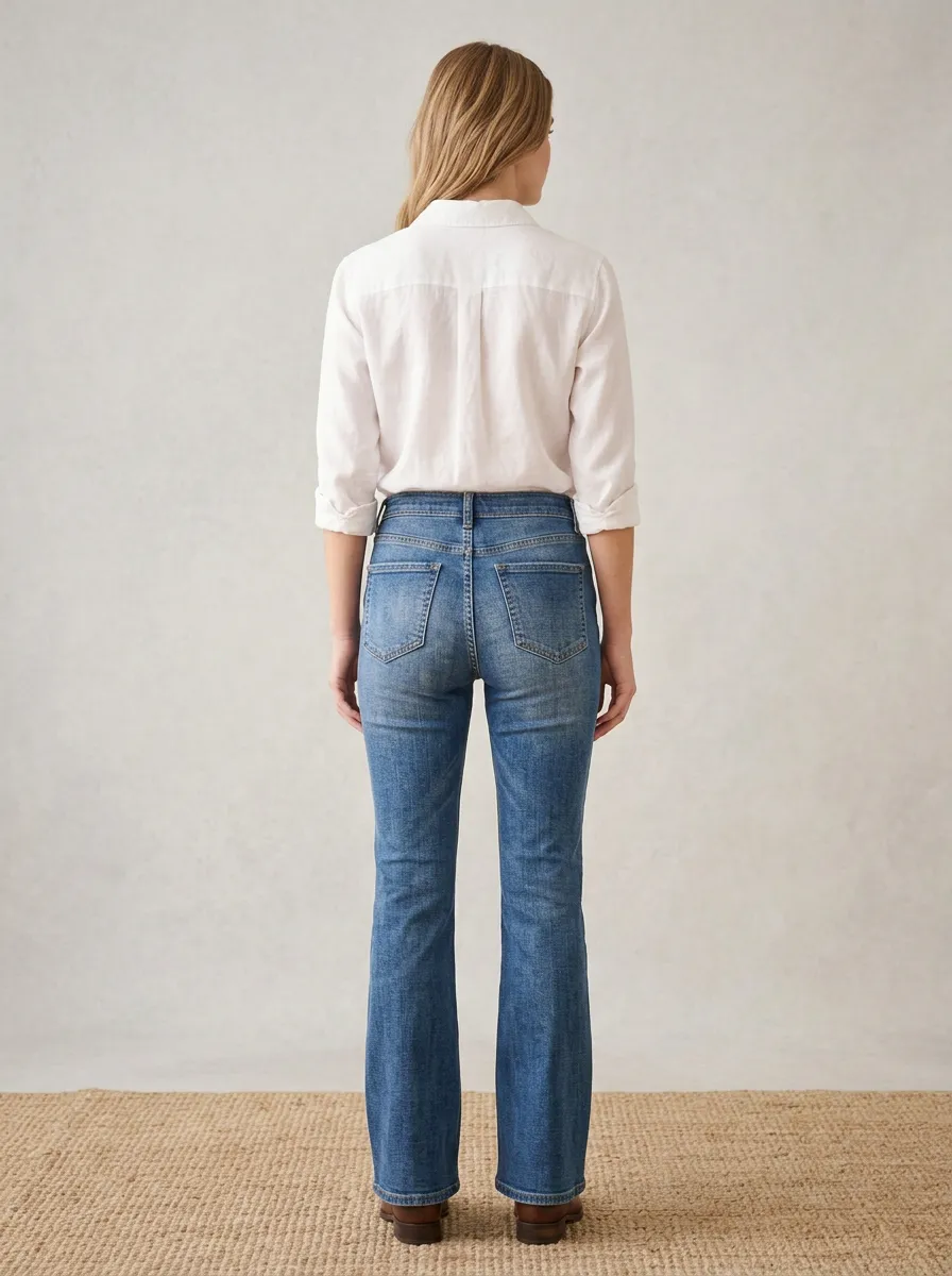 Women's High-Rise Button-Fly Flare Denim Jeans