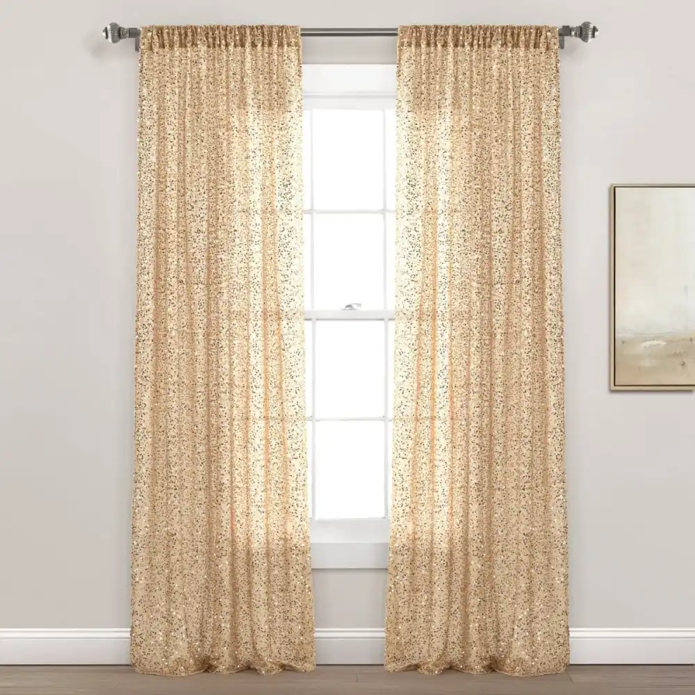 Star Sheer Rod Pocket Sequins Curtain Panel