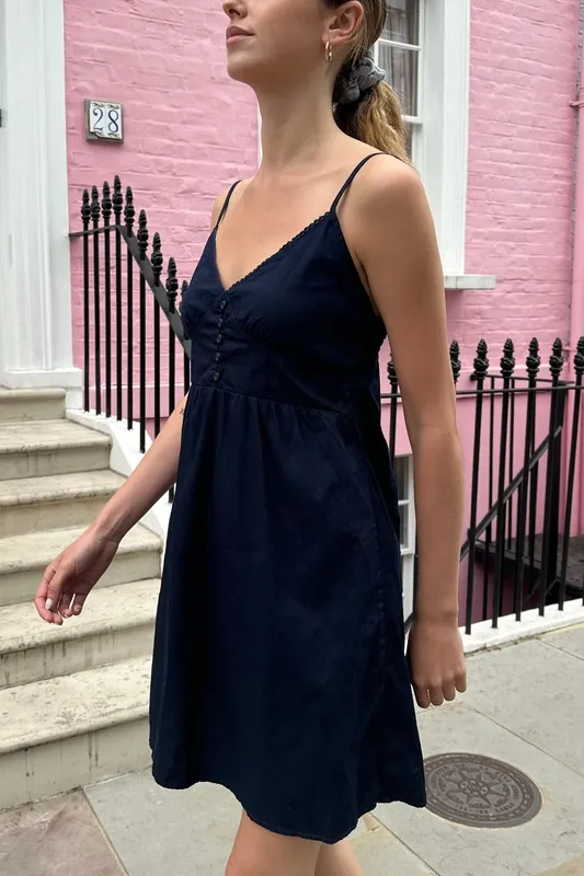 Blue Navy V Neck Dress