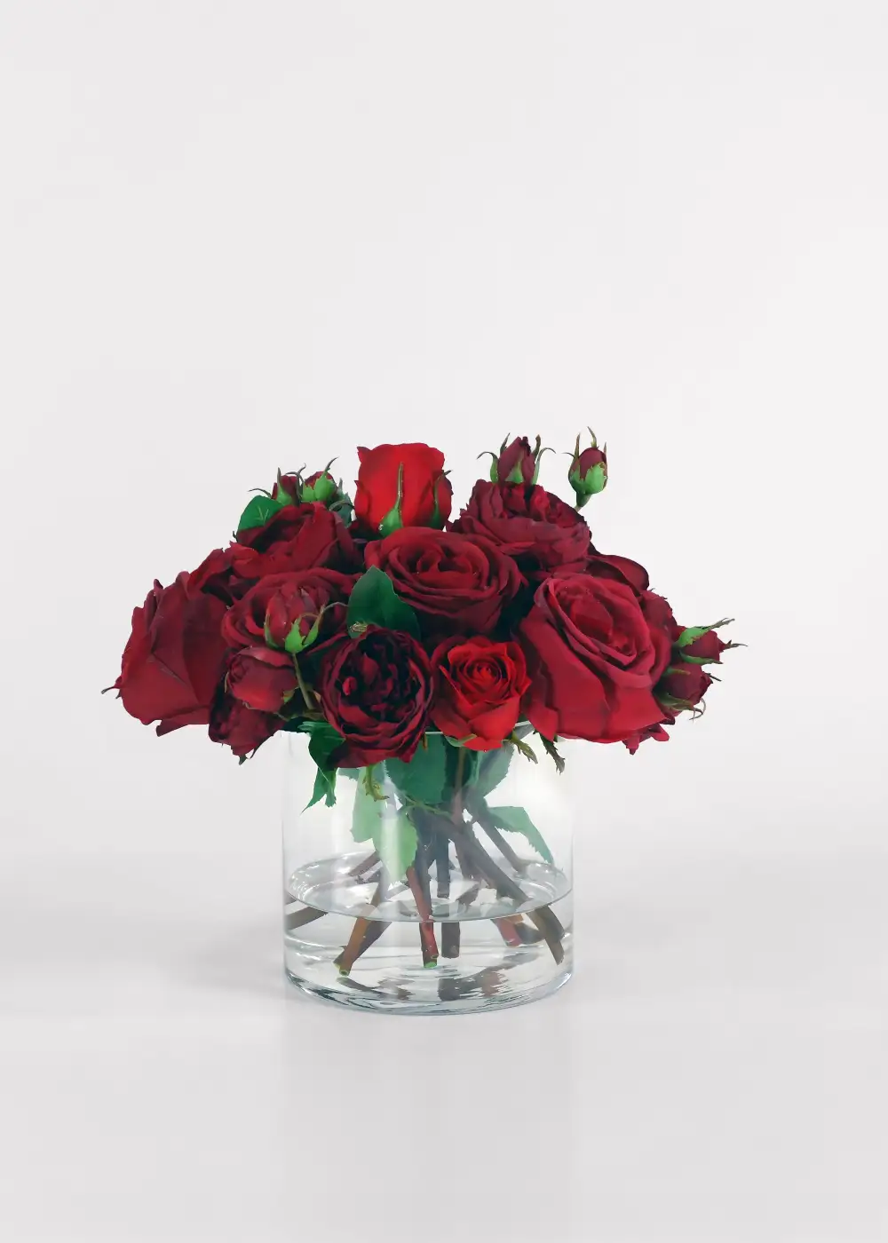 Artificial Roses Glass Vase Arrangement