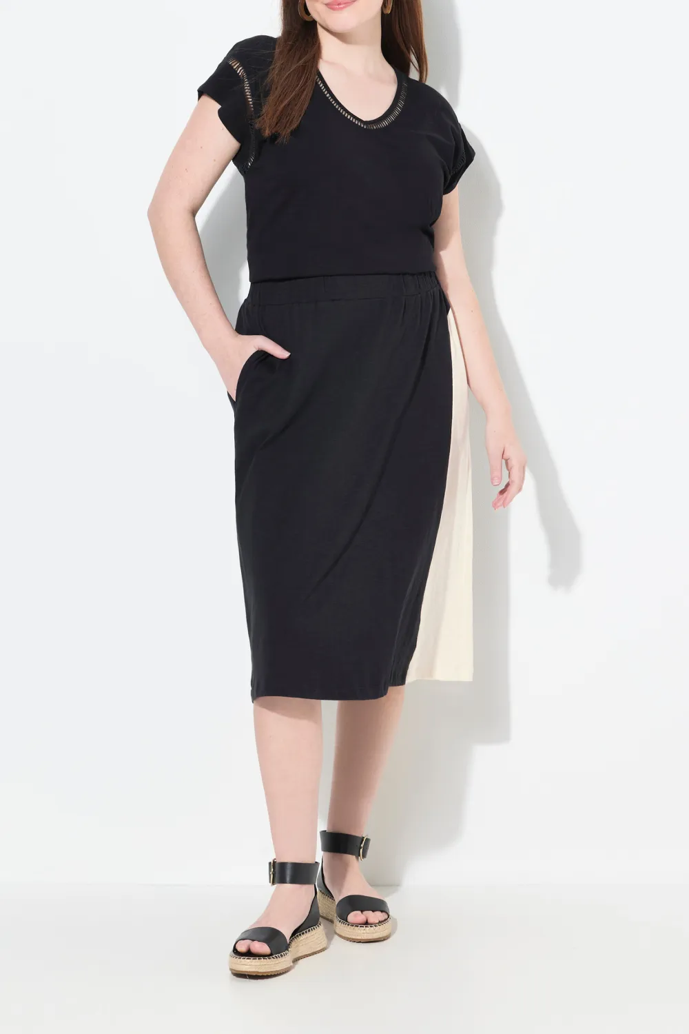 Two-Tone Colorblock Design Skirt