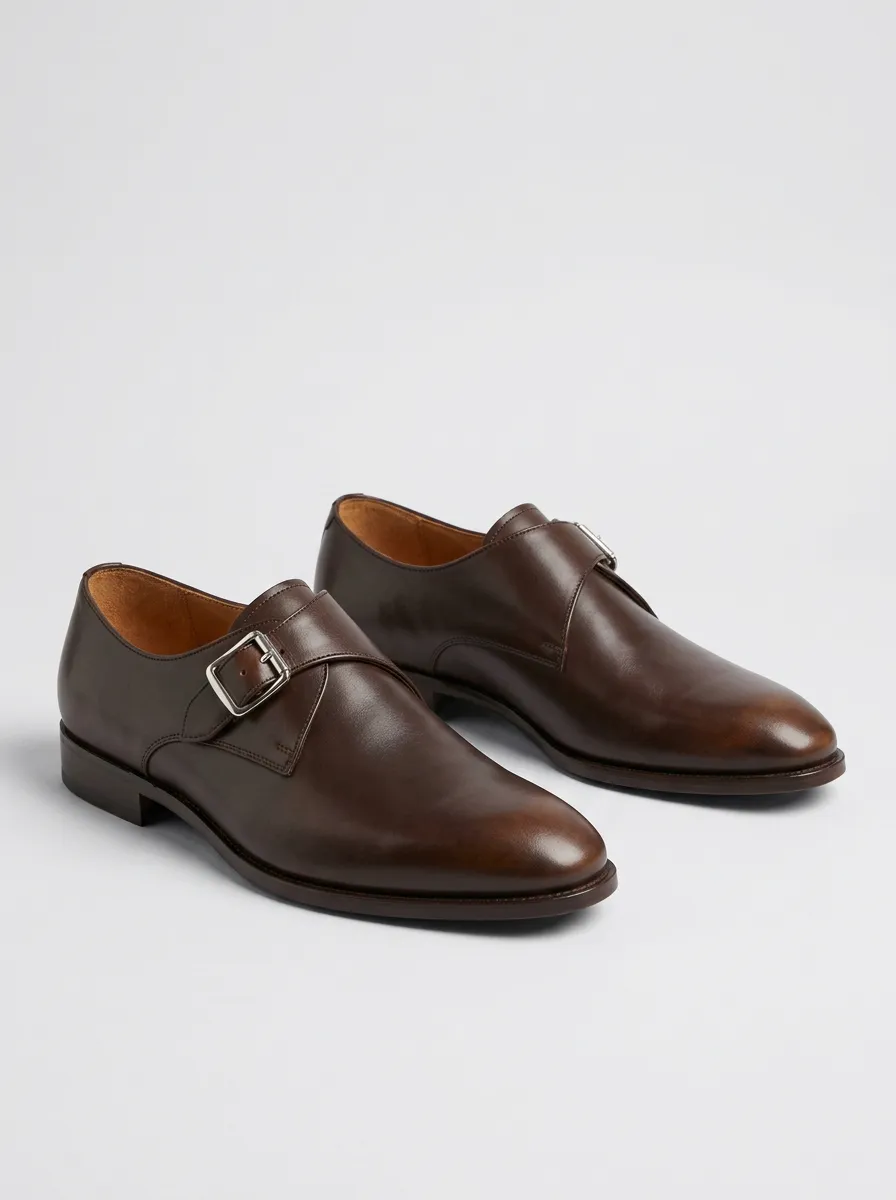 Men's Casual Classic Business Leather Single Monk Strap Shoes