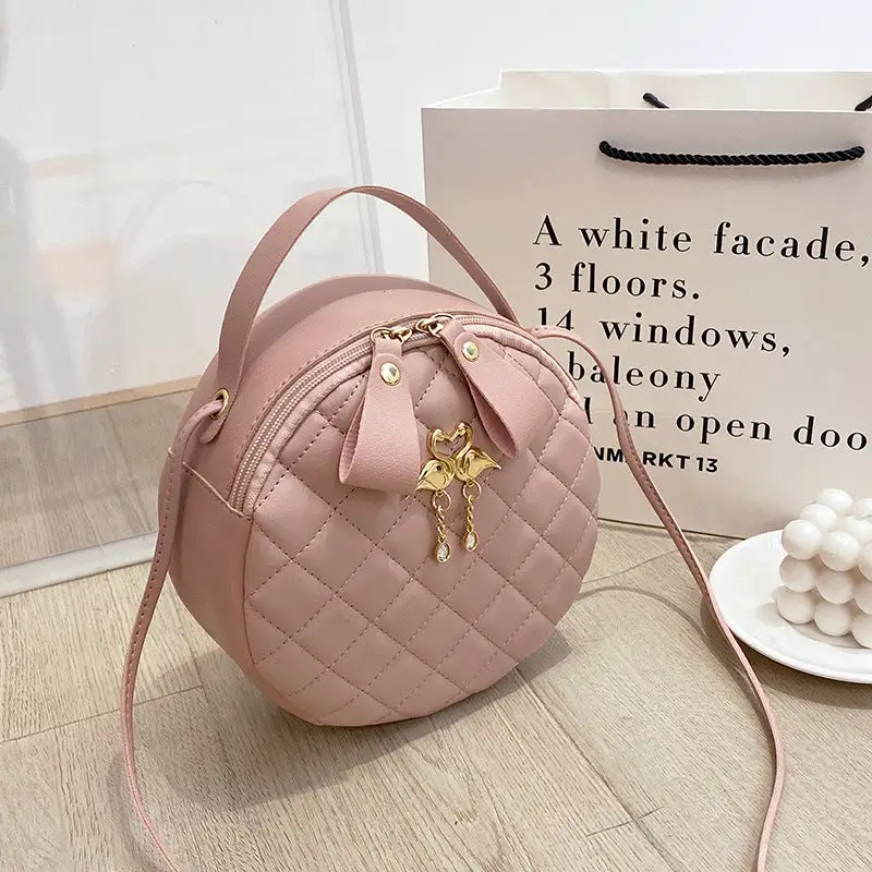 Compact Quilted Round Handbag