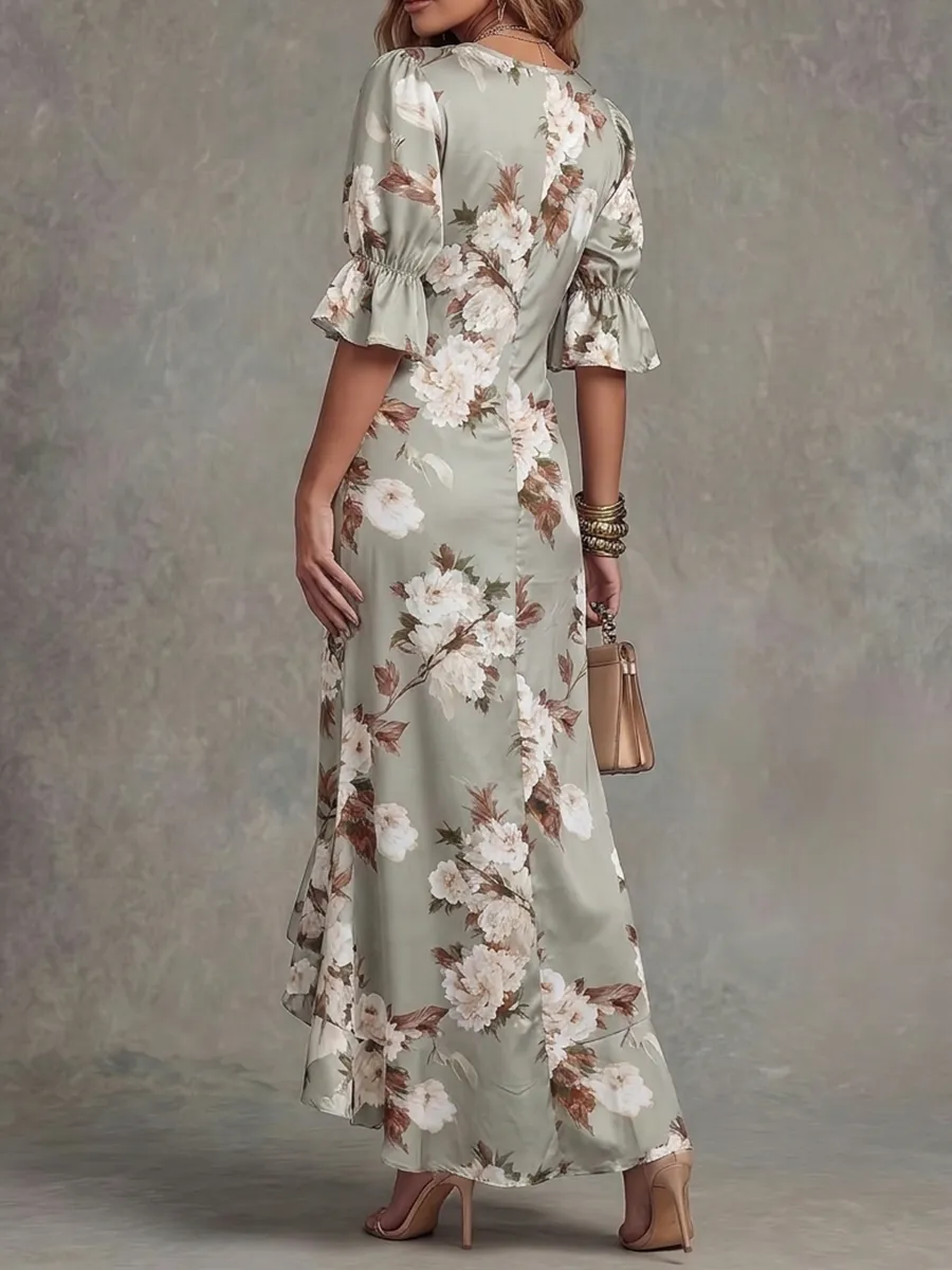 Elasticity Neck Maxi Dress