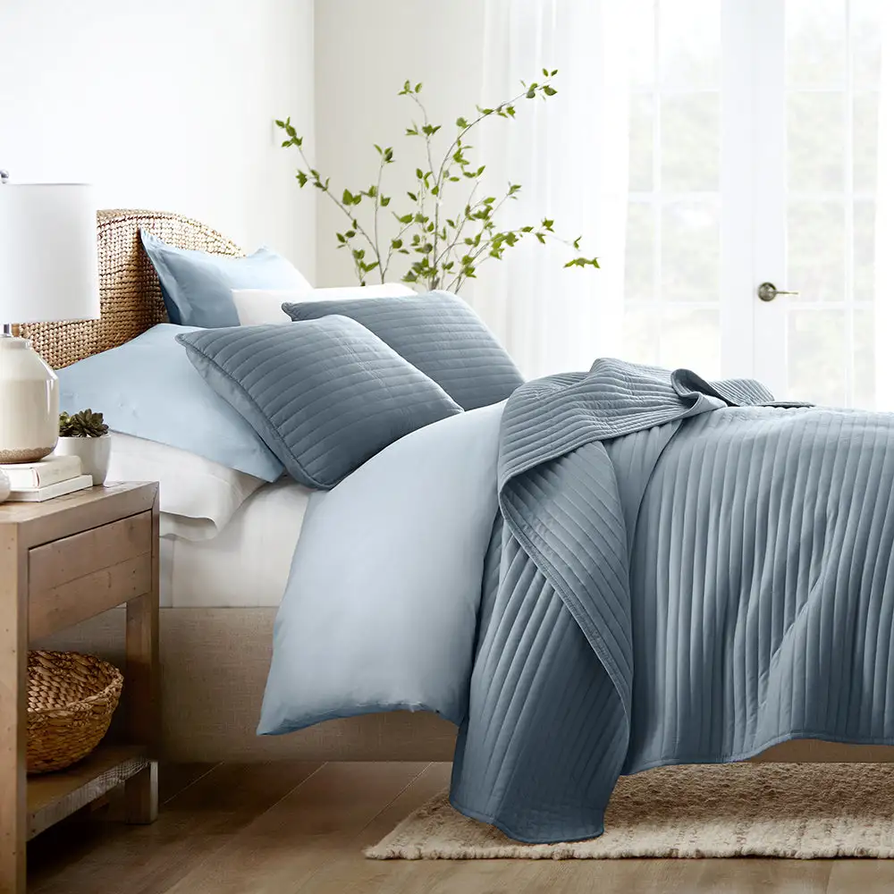 Stripe Stitch Quilted Coverlet Set