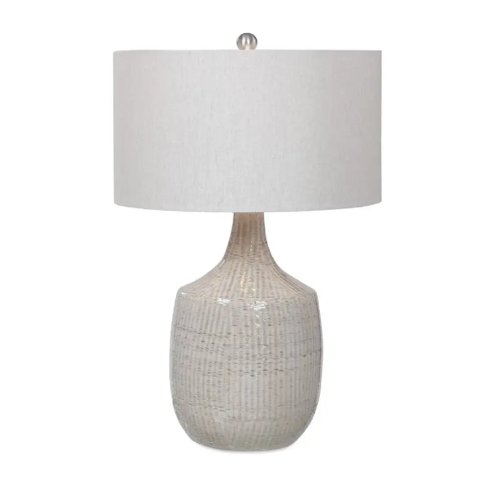 Distressed Drum Shade Ceramic Metal Iron Table Lamp