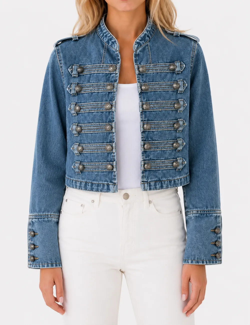 Casual Button Front Long Sleeves Denim Jacket