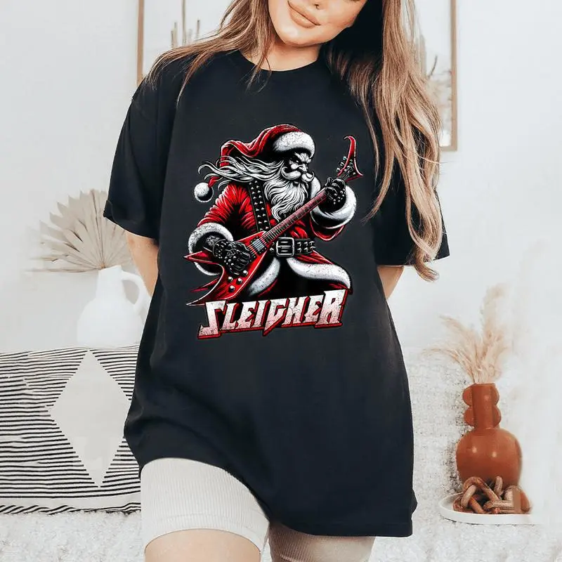 Sleigher Hail Santa Heavy Metal Christmas For & Women Women's Oversized Comfort T-Shirt
