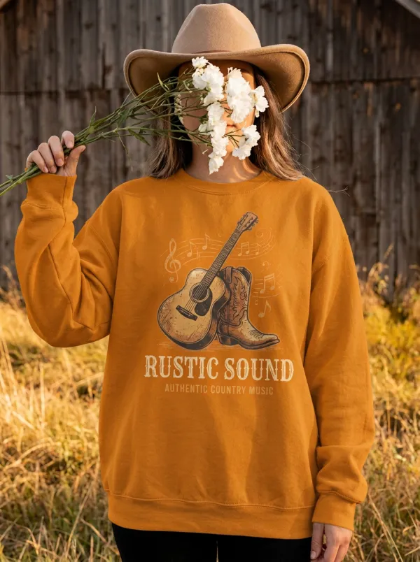 Nashville-Inspired Guitar Cowboy Country Music Crewneck Sweatshirt