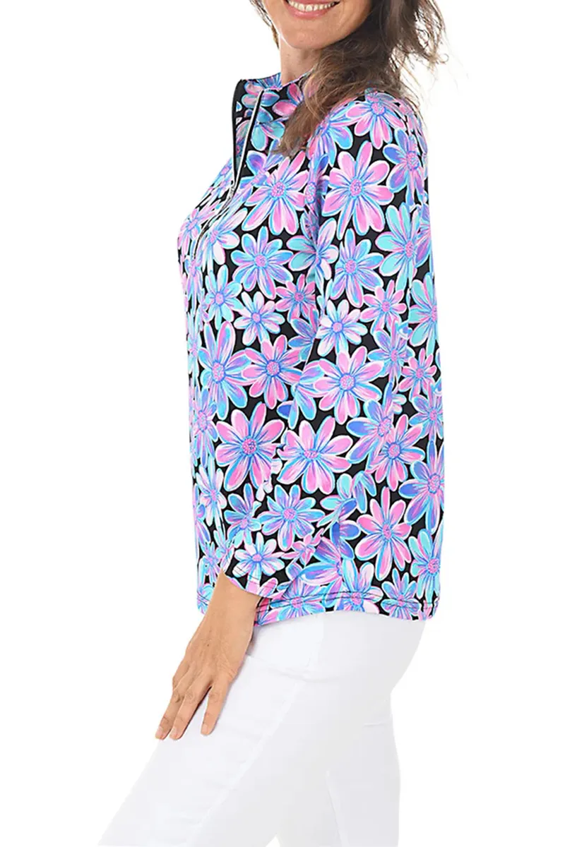 Bright Bouquet Cooling Mock Neck Top