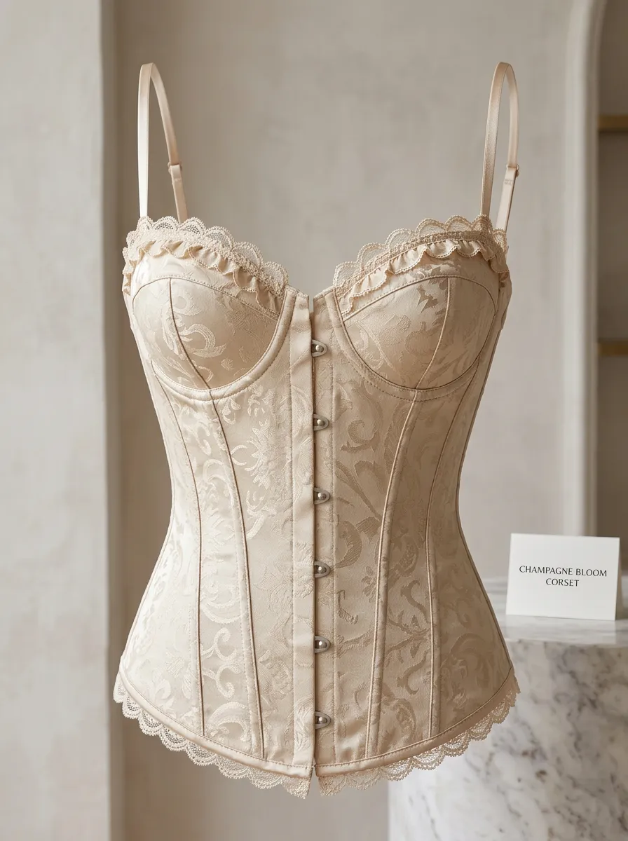 Floral Jacquard Lace-Trim Women's Corset Top