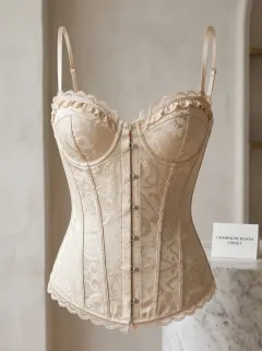 Floral Jacquard Lace-Trim Women's Corset Top
